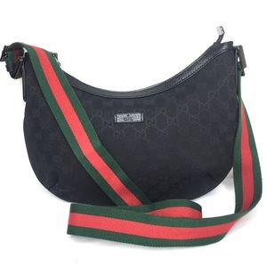 Authentic Gucci black monogram canvas crossbody bag